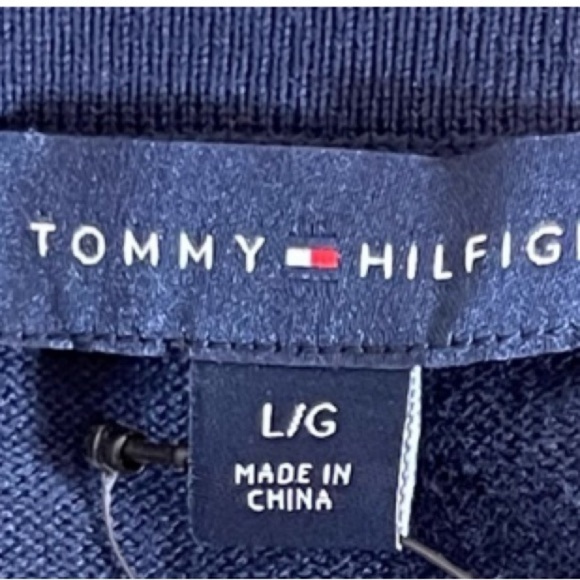 TOMMY HILFIGER Navy Red Stripe Mixed Print Sweater - Picture 12 of 12